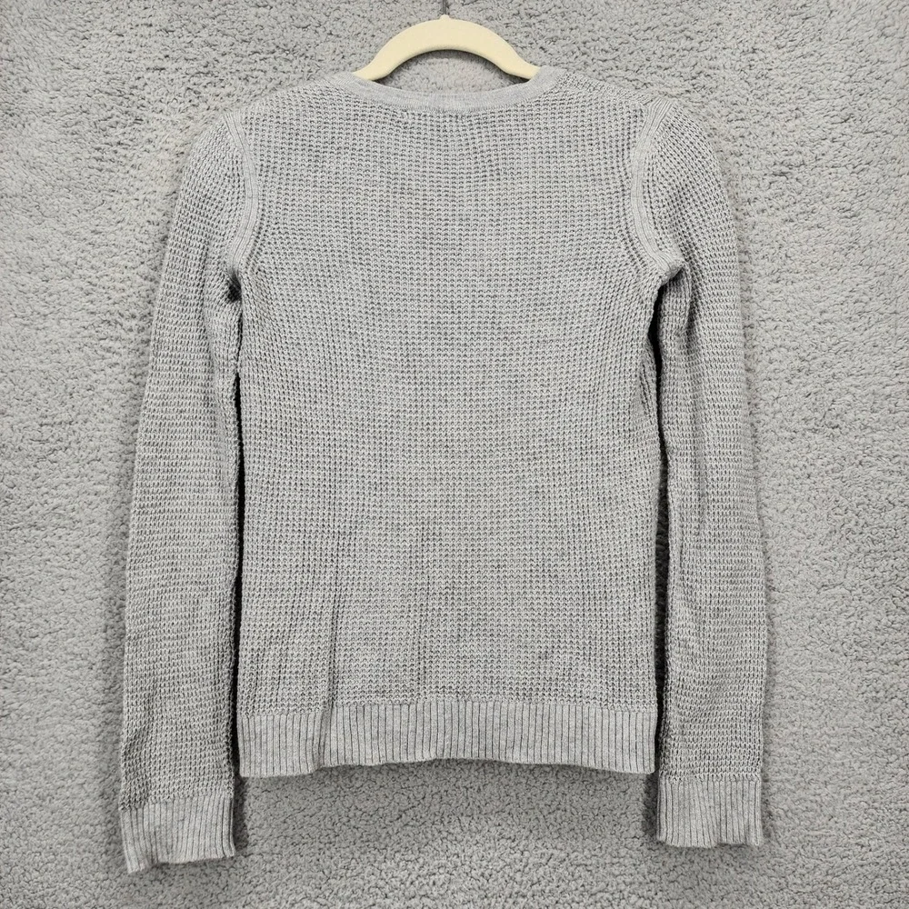 Rag & Bone JEAN Womens XS Heather Gray Waffle Knit Henley Thermal Sweater‎ Top